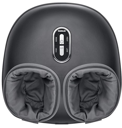 Nekteck Foot Massager with Heat, Shiatsu Feet Massage Machine Deep Kneading, Air Compression, Improve Blood Circulation and Foot Wellness,Relax for Home Office Use (Grey)