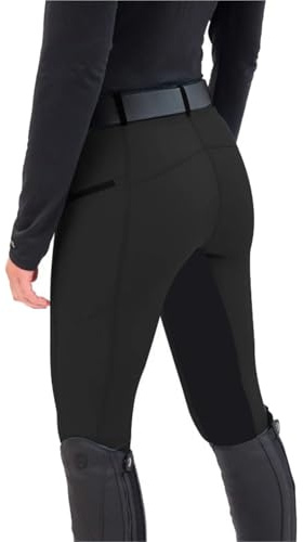 Leggings d'équitation Pantalon d'équitation Slim fit Extensible Patchwork Pantalon Skinny décontracté(Black,L)