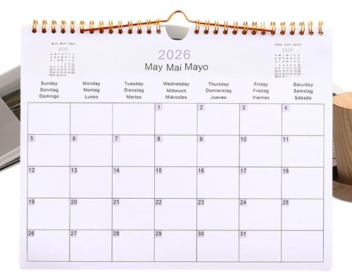 Calendario 2026 - Calendario de planificador de pared de 12 meses, planificador familiar, diario de planificación de hogares y escolares | Organizador mensual con grandes bloques para notas, citas