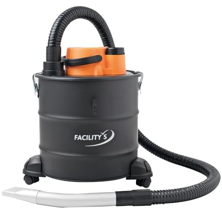 FACILITYS Aspirateur à Cendres Chaudes 1200W 18L en Métal - Aspirateur poêle à pellets et cheminée, jusqu'à 60°C avec Fonction Soufflerie, Filtre HEPA Lavable