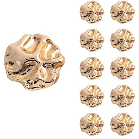 10 Pcs Gold Metal Buttons,23mm Irregular Vintage Gold Buttons,Vintage-Style Fashion Metal Coat Button Set,for Cardigans,Coats,DIY Crafts Sewing Accessories