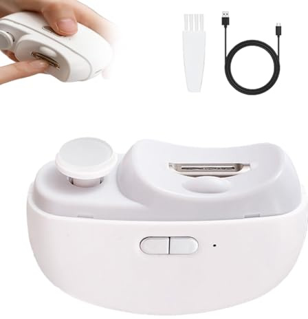 Electric Nail Clipper, Electric Nail Clippers for Seniors, Universal Automatic Fingernail Grinder, Electric Nail Clippers with LED Light and 3 Speed Settings for Safe Nail Care (1PC-White)