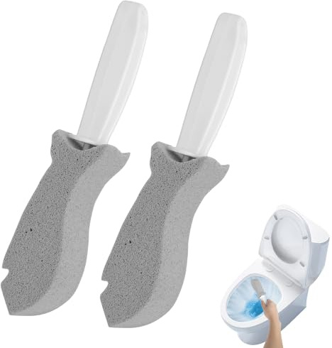 2 Pezzi Pietra Pomice per WC con Manico – Pietra Pomice Detergente e Pulitore per WC, Pietra Detergente per Toilette, Rimuovi Calcare e Incrostazioni di Urina per Bagno, Piastrelle e Lavabo