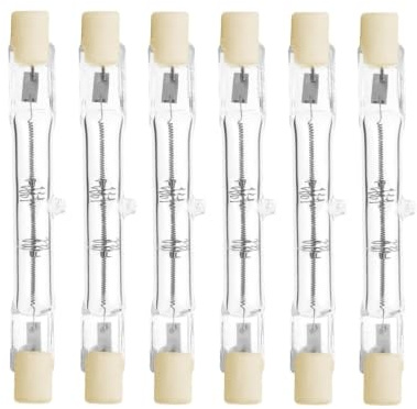 R7S halogenlampa 2700K 110V/230V Varm Vit, 6 Stk Dimmbar J-typ rörlampa för golvlampor och säkerhetslampor (75W/78mm-230V)