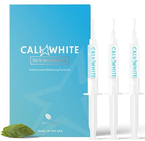 Cali White Teeth Whitening Gel Refills - 35% Carbamide Peroxide Formula - Vegan Organic Tooth Bleach - 3-Piece 5 ml Syringes for Teeth Whitening Kits - Use with UV or LED Light and Trays