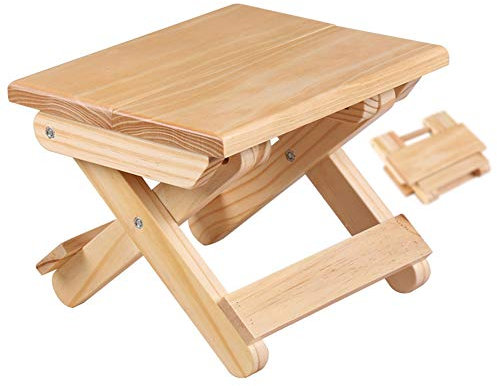 Faltbarer Holzhocker, Tragbarer einfacher Klappstuhl aus Holz für Picknickangeln, Natürliches Kiefernholz