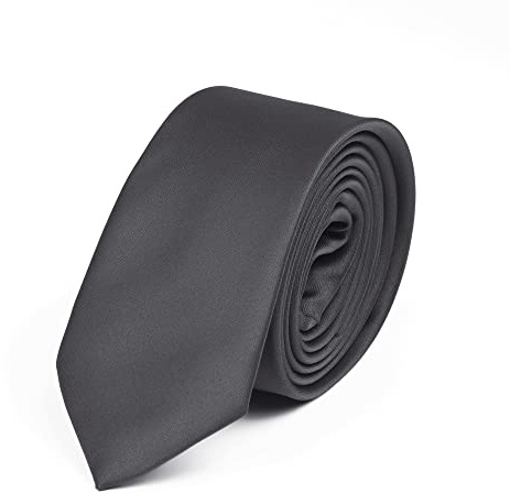 DWOY Cravate pour homme et femme Couleur unie Slim Cravate pour homme 6 cm, gris foncé, Standart