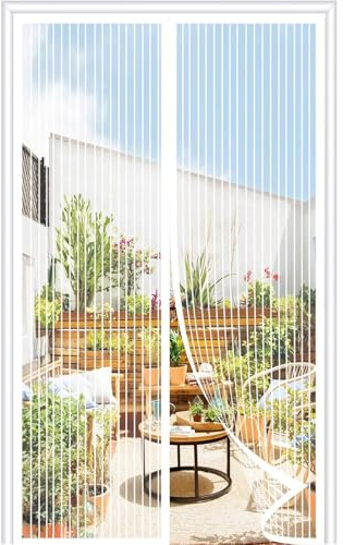 Orumrud Upgraded Magnetic Fly Screen Door 75 x 195cm,Mesh Curtain,32 Magnet,Magnetic Top-to-Bottom Seal Snaps Shuts Automatically, Easy to Install Without Drilling,Keep Fresh Air in,White