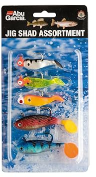 Abu Garcia Jig Shad Assortment - vorgeriggte Shad Jigs zum Barsch- und Forellenangeln - einfach zu handhabendes Soft-Lure-Kit, Sortiert in verschiedenen Varianten, Varied