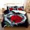 AOXHFNV Rose Bettbezug Set 3D Rot Rose Bettwäsche Set Mädchen Kreative Rose Bettwäsche Set 3 Teilig mit 2 Kissenbezug (Rot, 135×200cm)