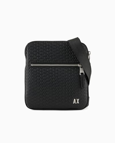 Armani Exchange Elba, Essential, logo tout sur le dessus, fermeture éclair à l'avant, body croisé plat, noir, Noir, Taille unique