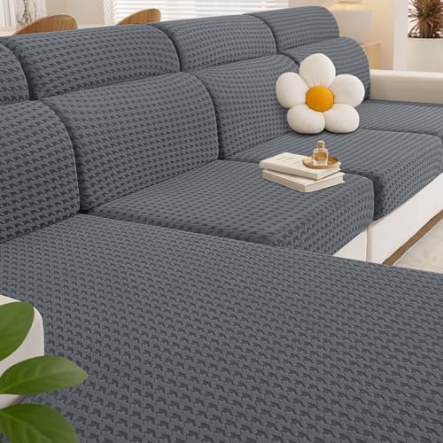 YSTELLAA Housse Coussin Canapé Extensible, Chaise Longue | Grigio Chiaro, Housse Assise Canapé Universelle Antidérapante, Protection Meubles Couvre Pour Canapé