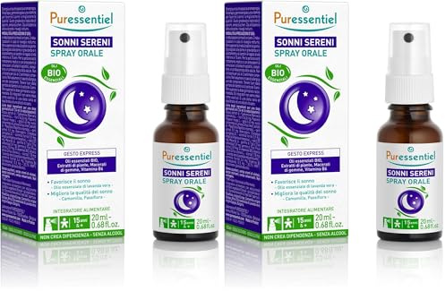 Puressentiel – Sommeil – Spray Buccal – Aide au sommeil réparateur - Formule 99.7% Naturelle - Vitamine B6, Huiles Essentielles BIO, Extraits de plantes, Macérâts de Bourgeons - Goût agrumes - 20 ml