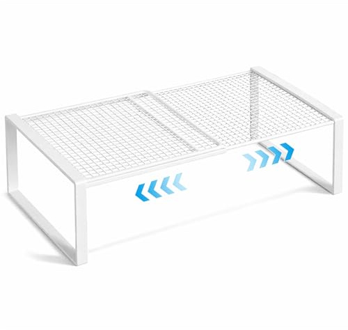 YushengTai Baldas Armario Interior, Organizador Armario Ropa, Estante Extensible Armario Adecuado para Armario, Cocina, Baño, 27 cm de Ancho, 22 cm de Altura, Longitud Ajustable 27-38 cm (Blanco)