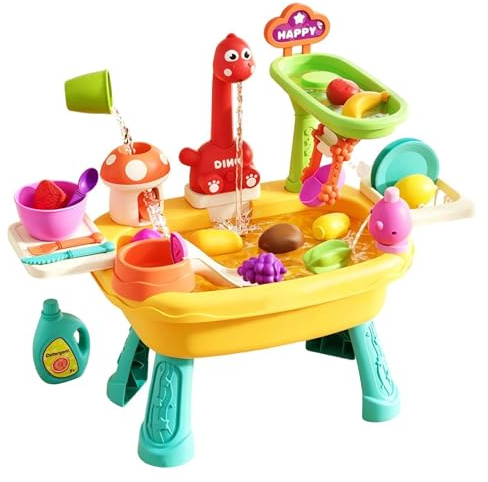 Bexdug Wasserspieltisch, Wasserbahn Kinder Draußen, Wasserspieltisch Kinder Outdoor, 4 In 1 Spielspüle Mit Fließendem Wasser Und Einer Pumpe, Für Und Mädchen Im Alter Von 4 Bis 8 Jahren