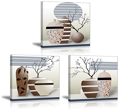Piy Painting Wandbilder, Kunstdruck Wasserfarbe, Fotoleinwand elegant Pflanze Blumen Wandbild Kunstdrucke auf Leinwand Ölgemälde Malerei Home Deko für Wohnzimmer Schlafzimmer Flur Wand 30x30cm 3 set
