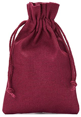 | 5 Baumwollsäckchen, Stoffbeutel, 30x20 cm mit Baumwollkordel, Geschenksäckchen, Geburtstag, Nikolaussäckchen, Weihnachtsverpackung (Bordeaux)
