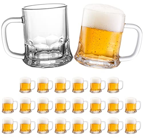 TOPZEA Set di 24 mini boccali da birra, 141,7 g Mason Beer Mug Glass Birra Steins Birra Degustazione di birra Bicchieri da birra per Freezer, Heavy Base Birra Sampler Glass Shots Bicchieri con manico
