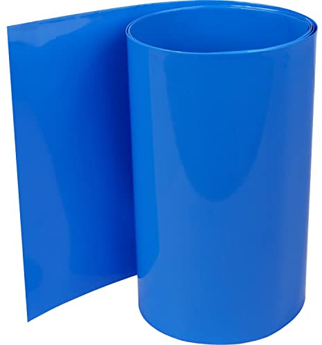 ISOLATECH PVC-krymp­slang Ø127,3mm x 2m, flat bredd 200mm, blå utan lim, krympförhållande 2:1, omärkt - metervara för isolering av 18650-batterier