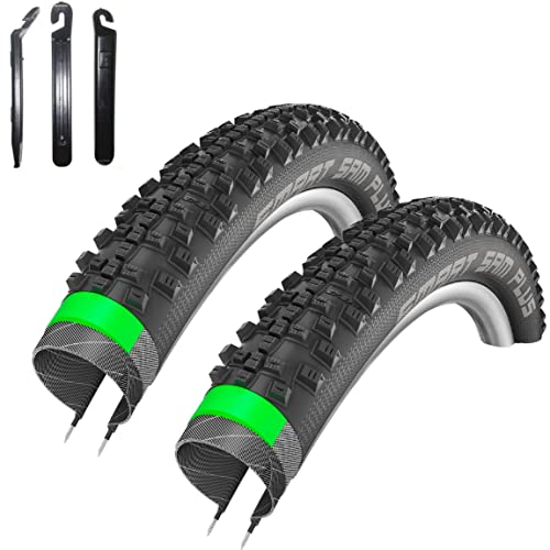 2 x Schwalbe SMART SAM Plus Performance Fahrradreifen DD GreenGuard Pannenschutz E-25 Fahrrad Decke Mantel 42-622 (28 x 1.60) inkl. Reifenheber