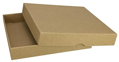 Natürlich verpacken Faltschachtel 12,8 x 12,8 x 2 cm, Braun, Deckel, Kraftkarton - 10er Set