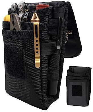 Tool Pouch for EDC Gears Small Pouch, Organizer Pouch, Pocket Pouch with Velcro, Nylon Tactical Pouch for Men, Maezar Utility Belt Tool Pouch with D-Ring, Zipper, Multitool Pouch Bag