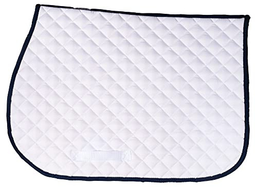 Dura-Tech White All Purpose Horse Saddle Pad | Color White Navy | Versatile Use | Comfort Padding | Breathable Design | Secure Fit | Perfect Dimensions