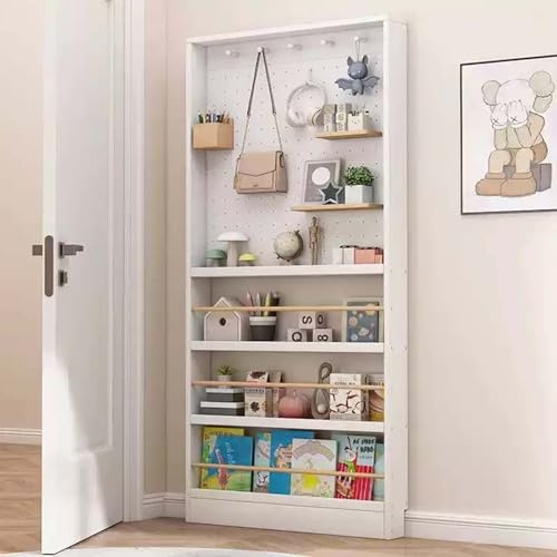 Estantería para Libros Detrás de la Puerta, Organizador Estrecha con Tablero Perforado DIY, Estante de Exposición de Madera para Libros Adornos