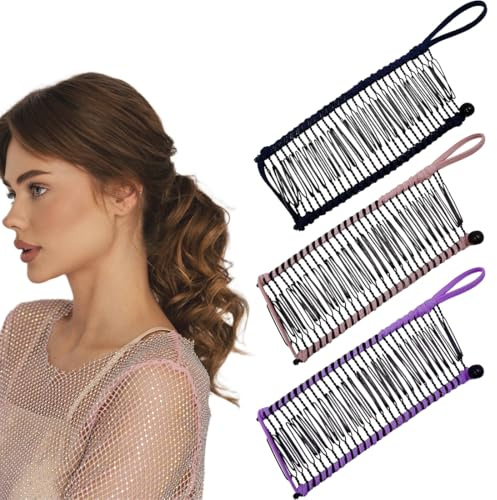 JEYORZY 3 horquillas vintage de plátano, pinzas para el pelo vintage, antideslizantes, elásticas, 30 dientes, para cabello rizado natural y rizado