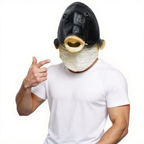 Maschera di pesce nero costumi di animali per adulti maschera divertente regalo creativo per Halloween Carnevale costume festa parata cosplay