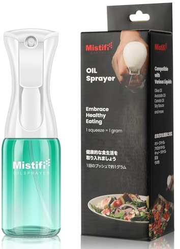 Mistifi Olive Oil Sprayer for Cooking, 150ml Glass Oil Sprayer Bottle, Fine Mist Spray for Air Fryer, Nonstick Frying, BBQ, Salad, Refillable & Leakproof Dispenser (Light Protection PS640)