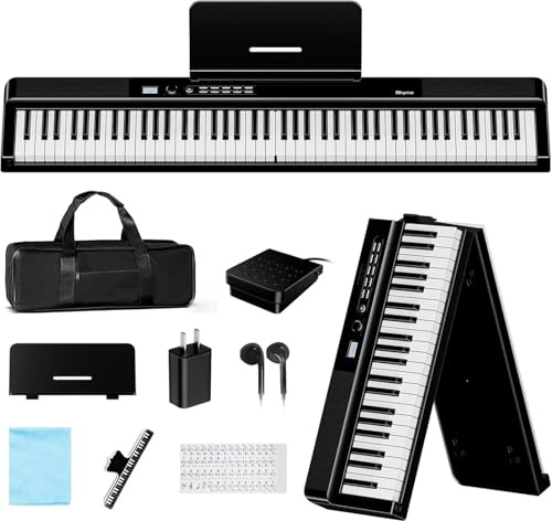 Faltbares Digitalpiano 88 Tasten Halbgewichtet, Bluetooth MIDI E-Piano, Dynamischer Anschlag, 128 Polyphonie, 30W Stereo-Lautsprecher, Split/Dual/Metronom, inkl. Sustain-Pedal, Anfänger & Profis