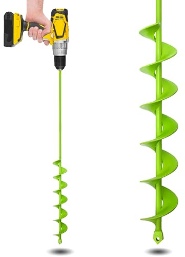 2x32 Auger Drill Bit for Planting, Garden Auger for Planting Bulbs with Drill for 3/8 Hex Drive