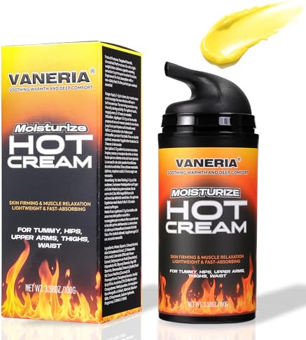 VANERIA Creme Raffermissante Anti Cellulite, Hot Cream - Raffermissement De La Peau Et Relaxation Musculaire, Pour Le Ventre, Les Hanches, L'Abdomen, Les Jambes, Les Bras, La Taille,100g/3,38oz