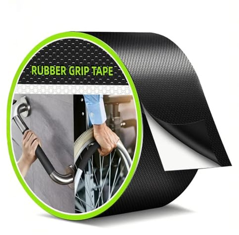 Xiciki Nastro adesivo antiscivolo in gomma, resistente, impermeabile, nero impermeabile, per maniglie o superfici di contatto, 2,5 cm x 5 m, per utensili e gadget fai da te