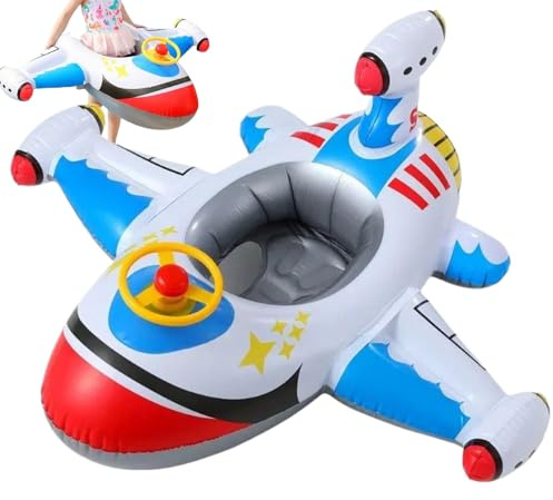 AZIDWERYQ Galleggiante per Piscina per Bambini, Galleggianti Gonfiabili per Bambini in PVC, Galleggiante per Nuoto per Aeroplano con Volante, Neonato Divertente per da 1 a 5 Anni Piscina per