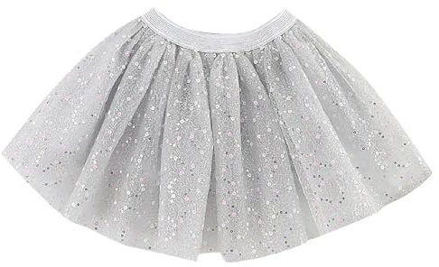 Jupe tutu en tulle métallisé à paillettes pour fille - Pour carnaval et fête - Jupe courte de ballet pour enfant - Doré/argenté - Pour carnaval et danse - Jupe scintillante - Plusieurs couches