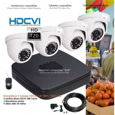 Dahua – Kit di video sorveglianza HD 720P con 4 cupole infrarossi 25 m – Kit – D339 – 4 x 575 – nessun Hard disk