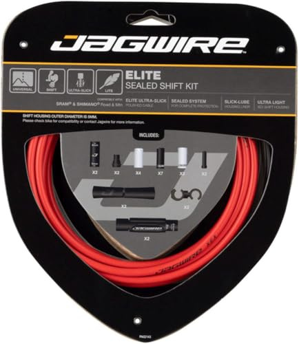 Jagwire Elite Schaltzug-Set, versiegelt, Rot, 2 Stück