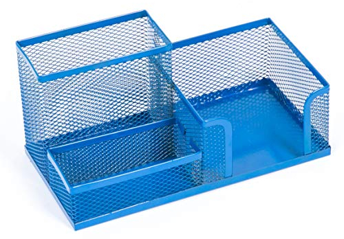 Leviatan Schreibtisch Organizer | Desk Organizer aus Metall | Stifthalter für Büro | Tischorganizer mit Zettelhalter Mesh | 205 x 103 x 98 mm Marineblau