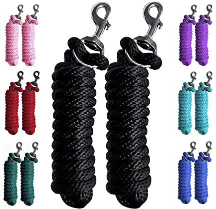 Majestic Ally Pack med 2 solida poly-blyrep för hästar och boskap – 10 fot lång och 5/8 tum tjock – utbytbar kraftig bultknapp – handgjord – mjuk, trasig känsla (svart)
