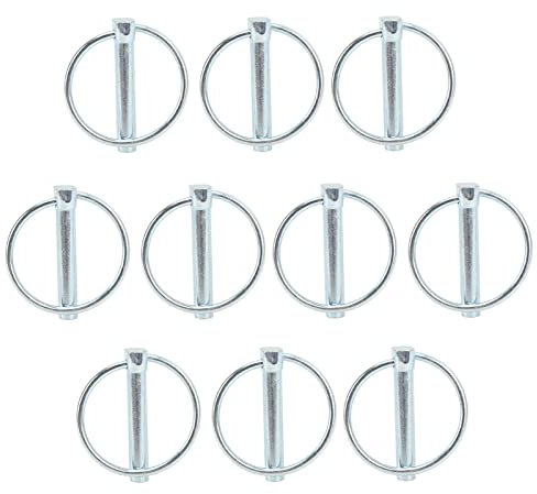 KIMISS Perno a Sgancio Rapido Piccolo, 10 Pezzi Clip Ad Anello per Perno Clip Ad Anello per Perno Anulare in Acciaio Al Carbonio Perno di Bloccaggio per Collegamento a Morsetto per Camion(6mm X 45mm)