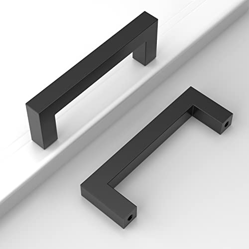 Amerdeco 10 Stück Möbelgriffe Edelstahl Schwarz Schrankgriffe Küchengriffe 96mm Lochabstand Schubladen Griffe Schubladengriffe Griffe für Küchenschränke Kleiderschrank