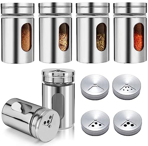 Aiareozy 6 Piezas Botes Especias Cristal, 80 ML Botes para Especias, Bote Especias, Spice Jars, Tarros Especias, Frascos Especiarias para Especia, Cocina, Barbacoa al Aire Libre