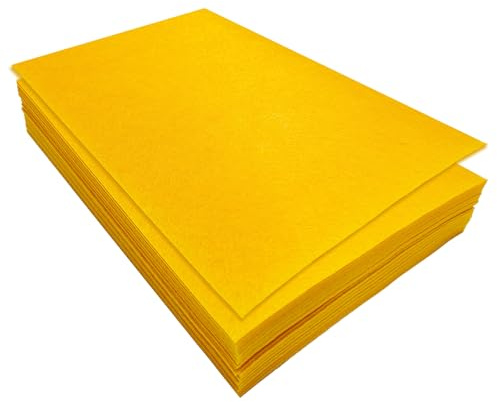 Jtnohx Fogli Feltro Rigido per L'artigianato, 32 Pezzi Tessuto di Feltro 1 mm, 17,78×28,7 cm Pannolenci Colore per Cucito e la Decorazione del Partito(Giallo)