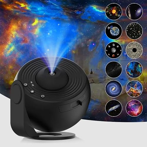 Proiettore Stelle Soffitto,Lampada LED Proiettore Galassia,Luce Notturna Di Cielo Stellato Realistica Con 12 Dischi Di Pellicola,Luna Di Costellazione Di Sistema Solare,Per Decorazione Camera