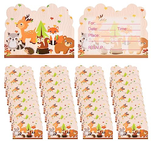 wangjiangda Biglietti d'invito per bambini, 30 pz Animali Della Foresta d'invito, per Ragazze e Ragazzi, Inviti Compleanno Bambino, Feste di Compleanno per Bambini, Decorazioni per Feste