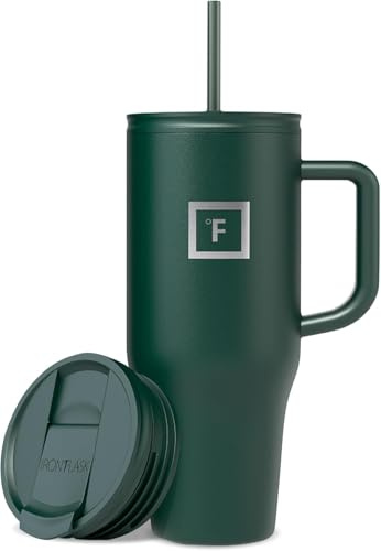 Isoliert Trinkbecher mit Strohhalm Deckel und Griff - 950ml - Thermobecher Kühlt 11 Stunden und 48 Stunden Eisgekühlt - Vakuum Doppelwandig Edelstahl Tumbler BPA-freie Thermosflasche Kaffeebecher