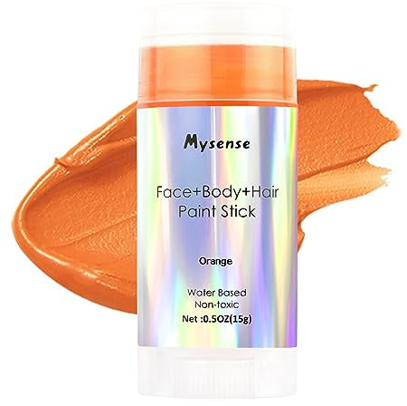 Mysense Orange Face Body Hair Paint Stick,Water Based Washable Temporary Hair Paint,Non-toxic Cream Body Paint for Adults Halloween Oompa Loompa Cosplay Pumpkin Makeup,0.5oz(orange)