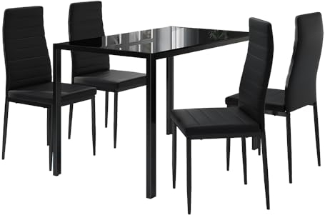 Vicco Set de Mesa de Comedor Grand, Negro, 120 x 75 cm Juego de 4